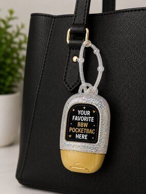 BBW Shimmery Glitter Silver PocketBac Hand Sanitizer Holder Bag Charm | NWT